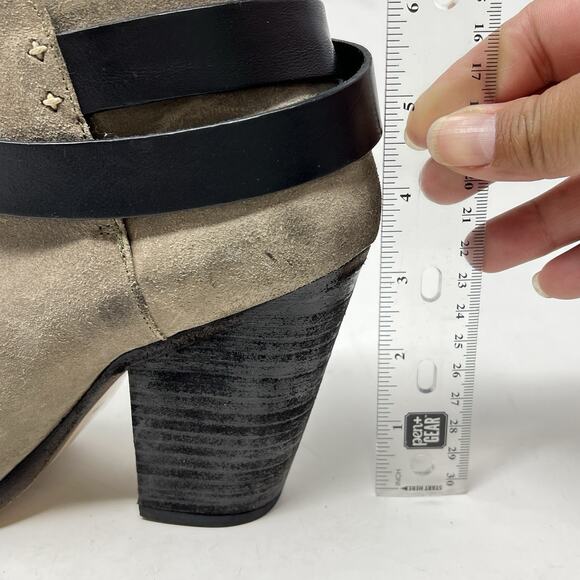 Rag & Bone Harrow Ankle Boots Womens Size 7-7.5 Tan Suede Booties Heeled Shoes - Picture 13 of 13
